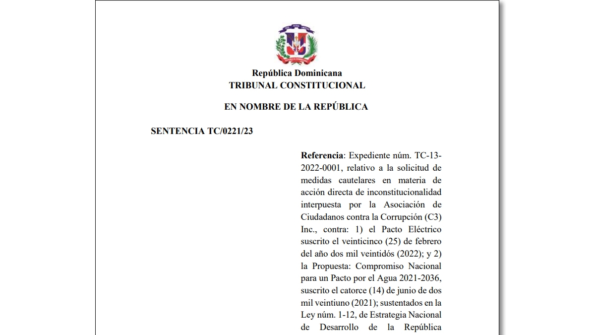 SENTENCIA DEL TRIBUNAL CONSTITUCIONAL 0221/23 Rechaza solicitud de medidas cautelares