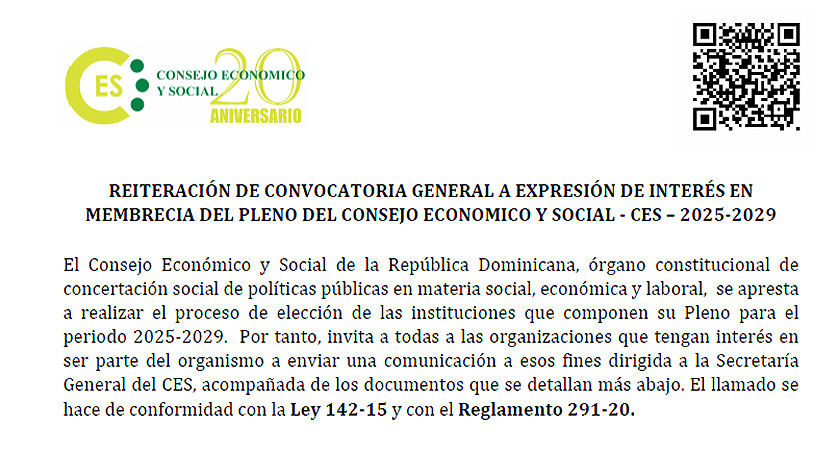CES REITERA CONVOCATORIA PARA RENOVAR SU MEMBRESÍA 2025-2029