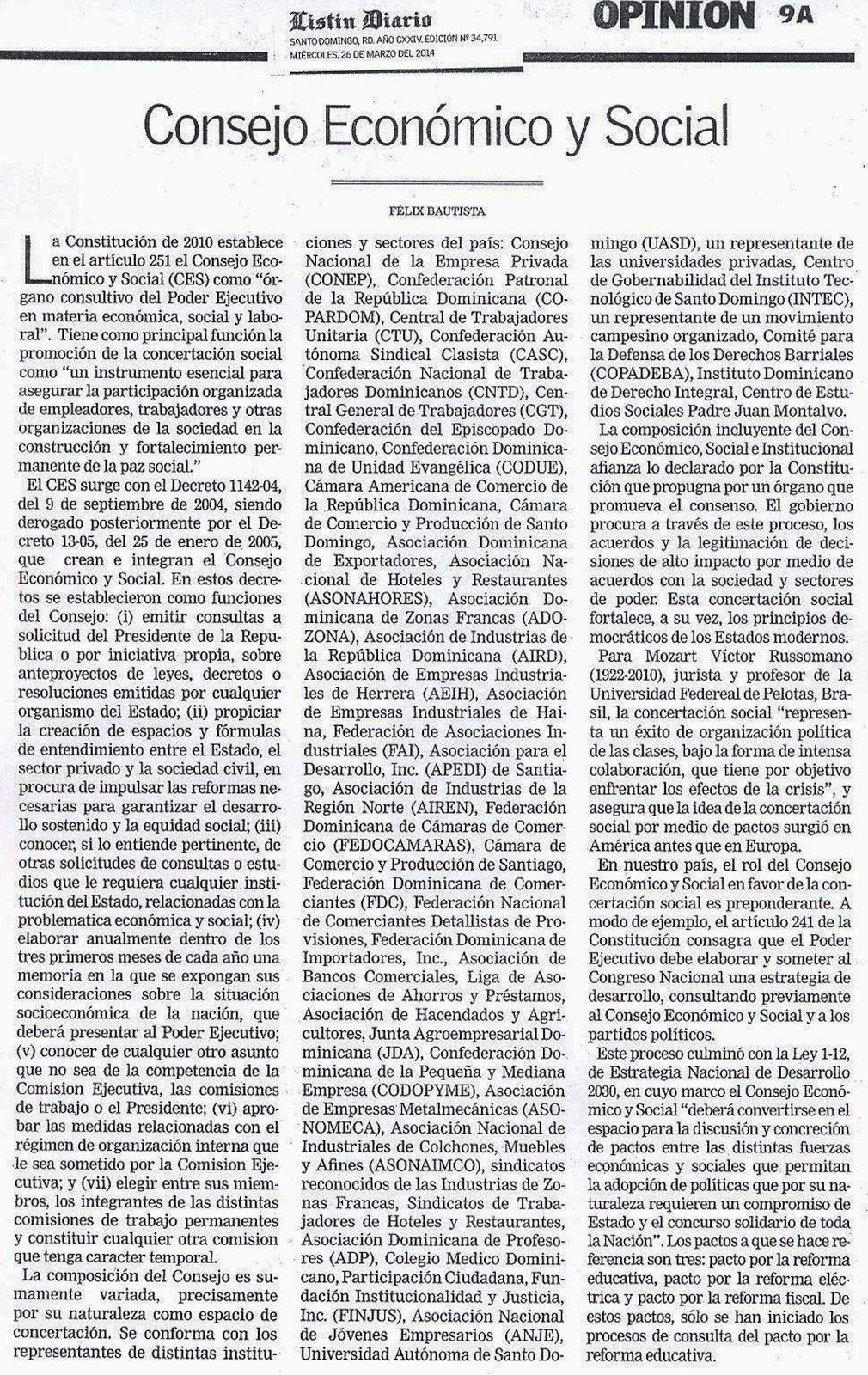 Listin Diario Consejo Economico y Social