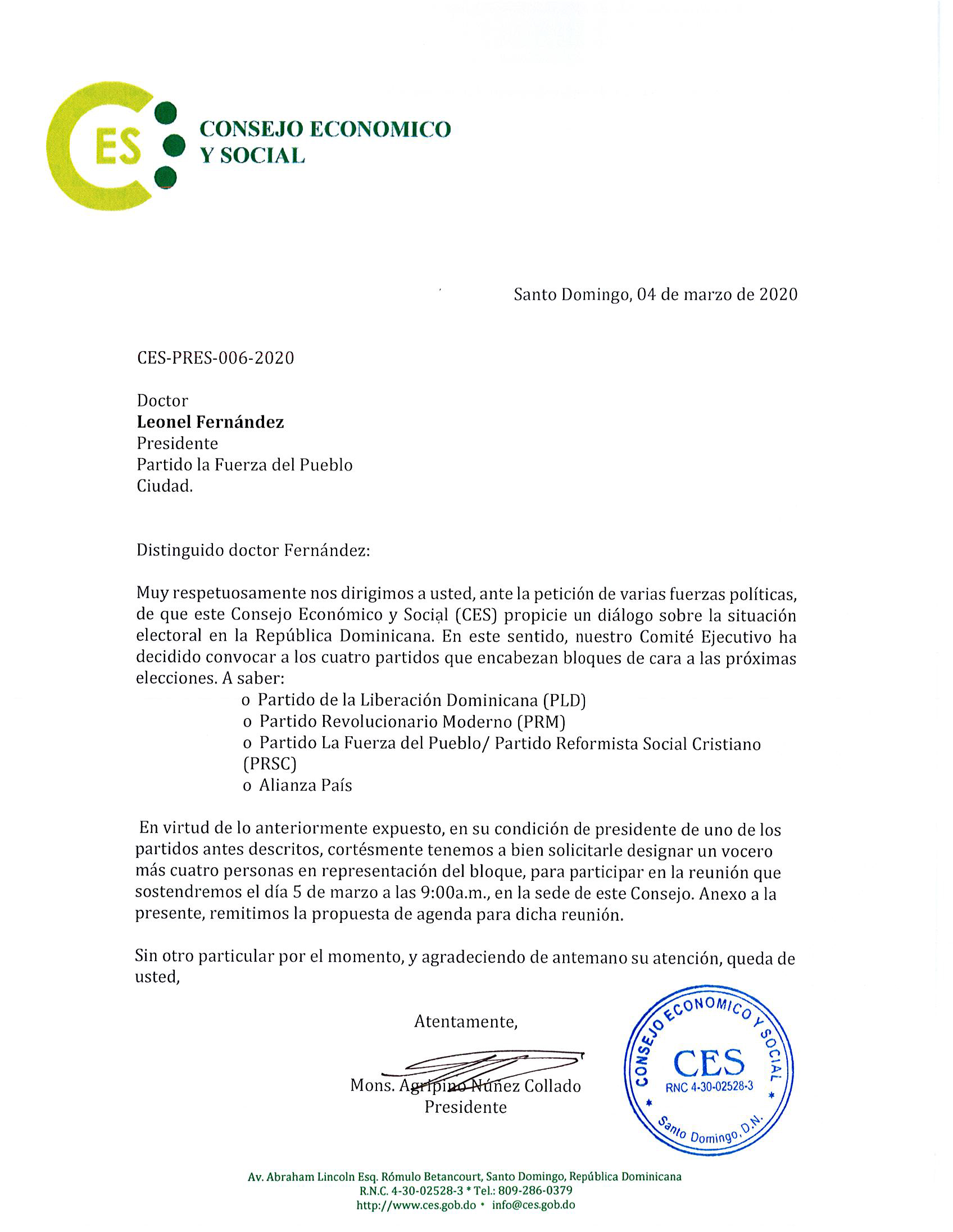 CES CARTA LA FUERZA DEL PUEBLO 04 03 2020