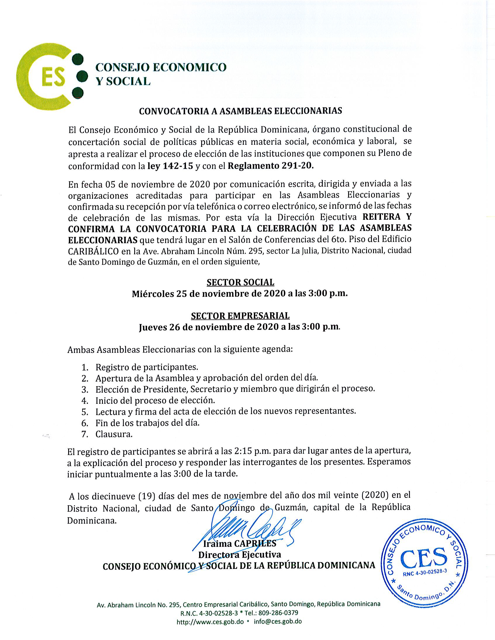 CONVOCATORIA ASAMBLEAS ELECCIONARIAS