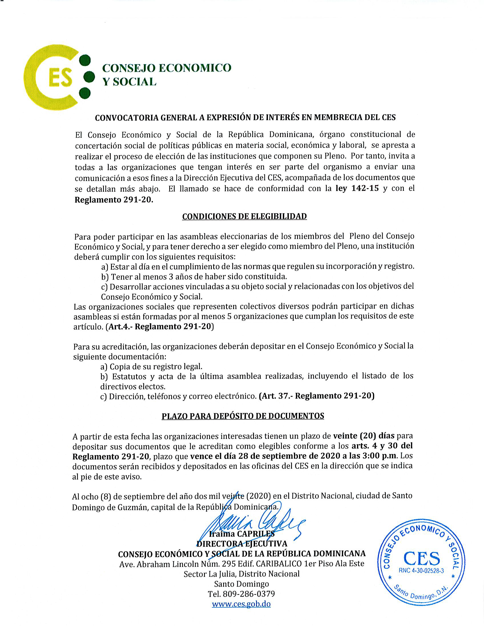 Convocatoria General Expresion Interes Membrecia CES