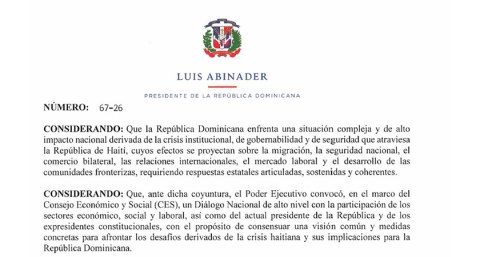 Presidencia crea Comisión de Veeduría y Seguimiento del Diálogo sobre la crisis haitiana
